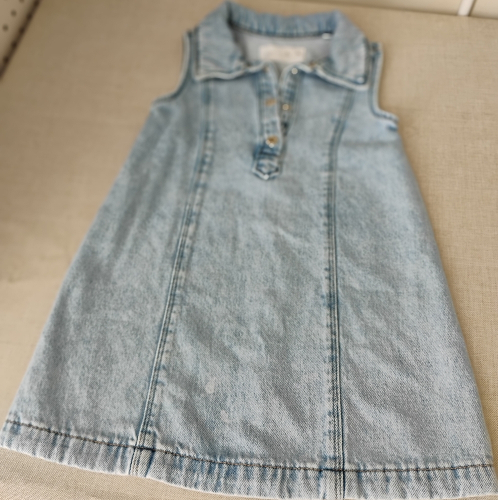 Zara Blue Buttoned Sleeveless Polo Dress